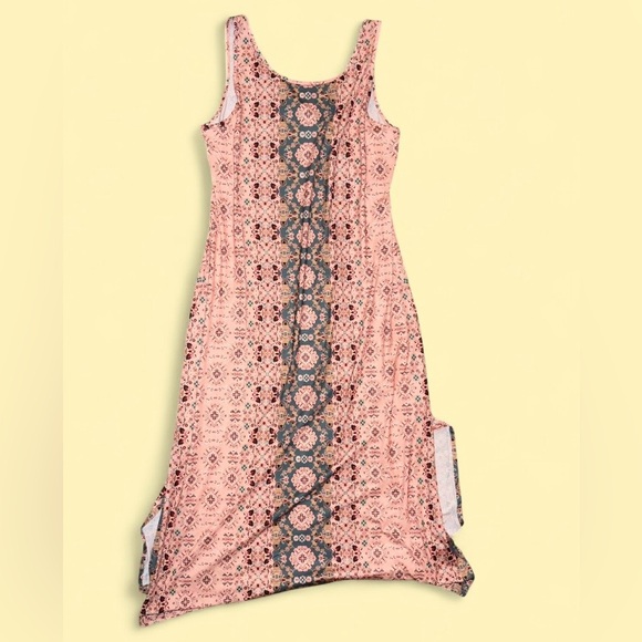 Dearmsrose Pink Boho Maxi Dress | Size XL | Rayon Blend | Side Slits - Picture 2 of 8